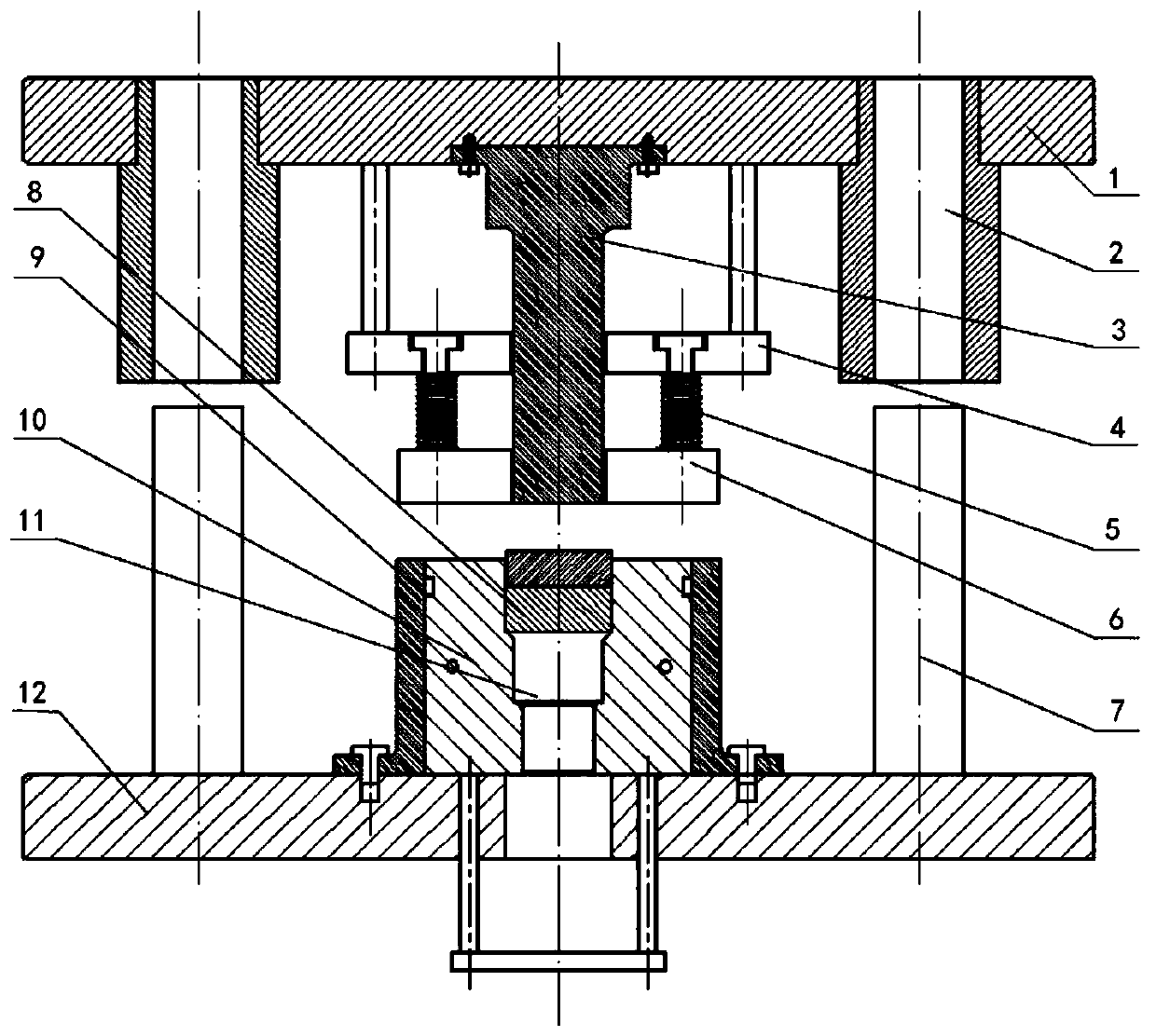 Asymmetric continuous large-deformation extrusion die for magnesium alloy