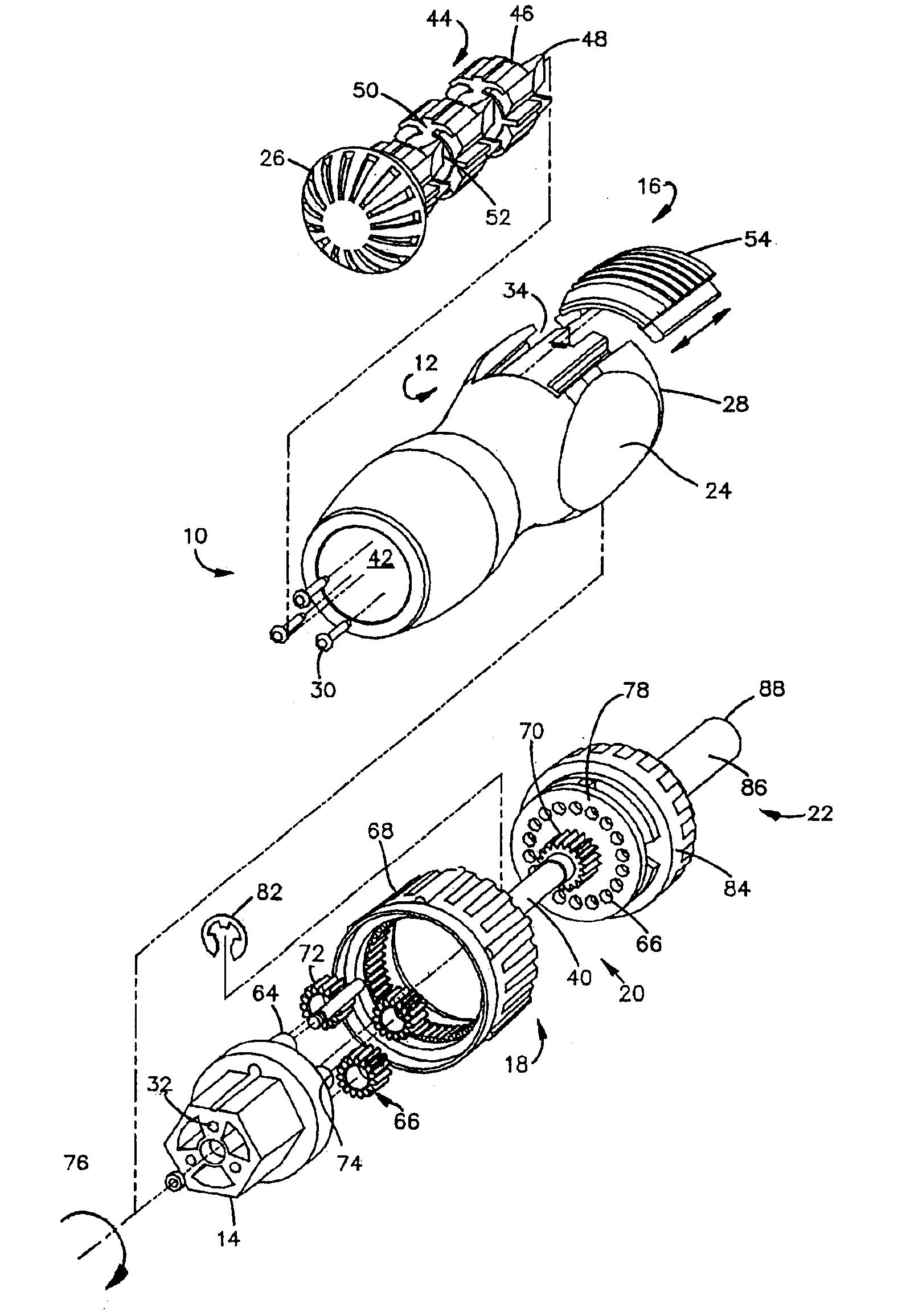 Fastener with gear assembly