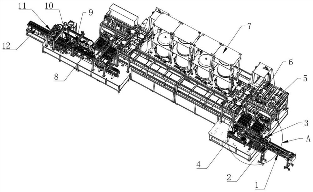 A fully automatic liquid injection sealing glue cleaning production line for square power batteries