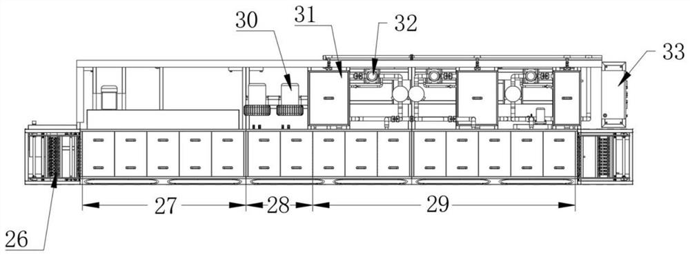 A fully automatic liquid injection sealing glue cleaning production line for square power batteries