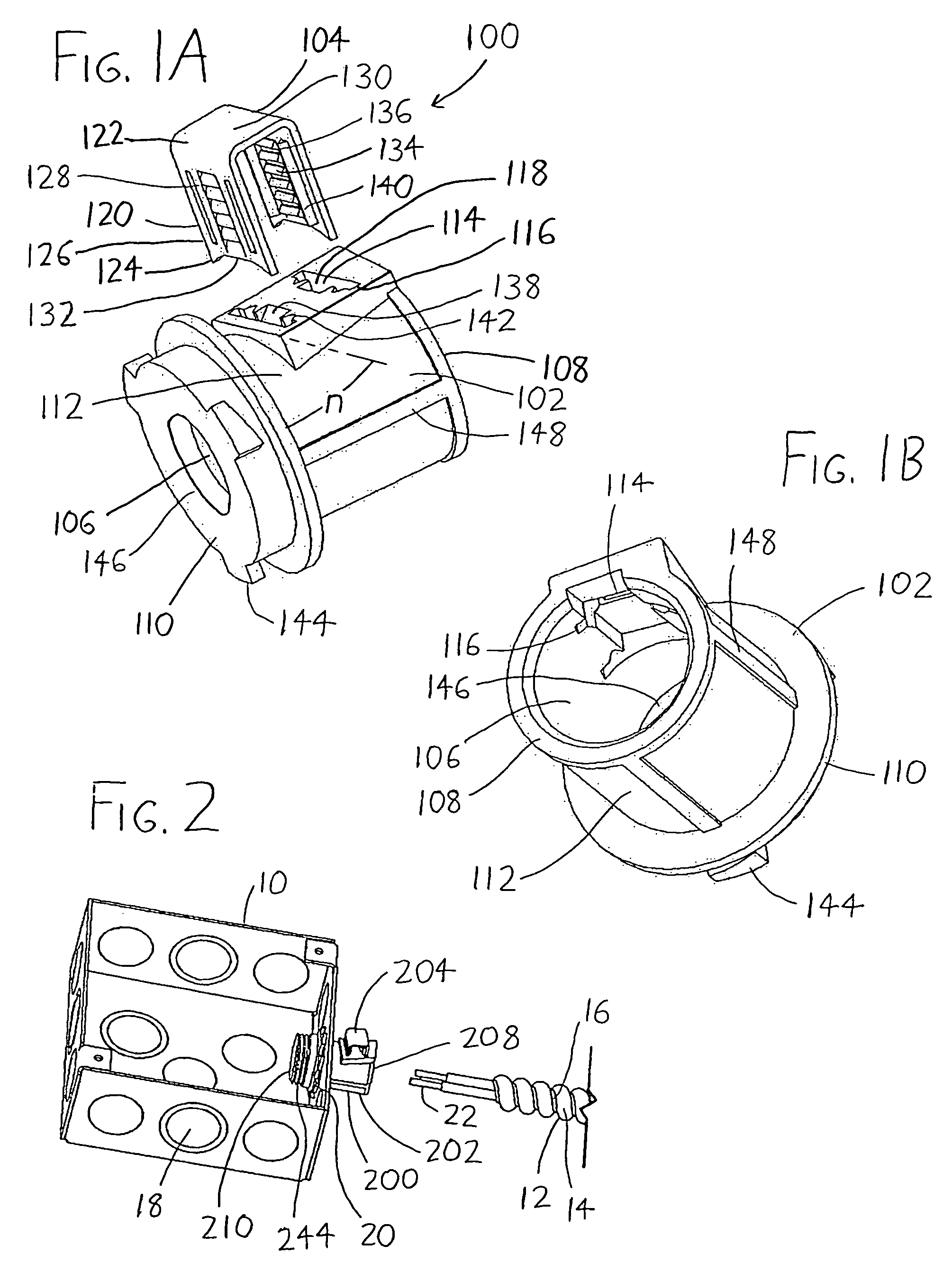 Connector for affixing cables within junction boxes