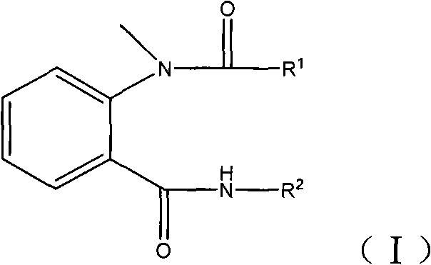 N-methyl-N-o-benzoyl aminobenzene formamide compounds as well as preparation and application thereof