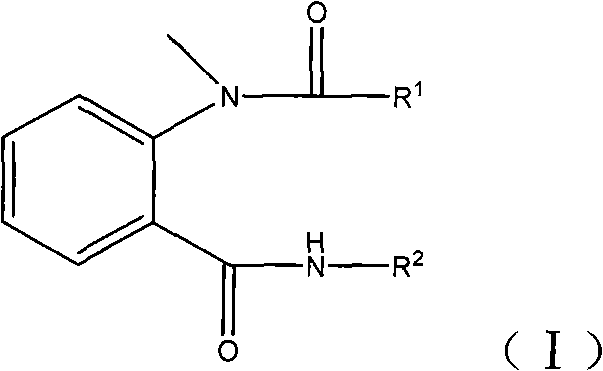 N-methyl-N-o-benzoyl aminobenzene formamide compounds as well as preparation and application thereof