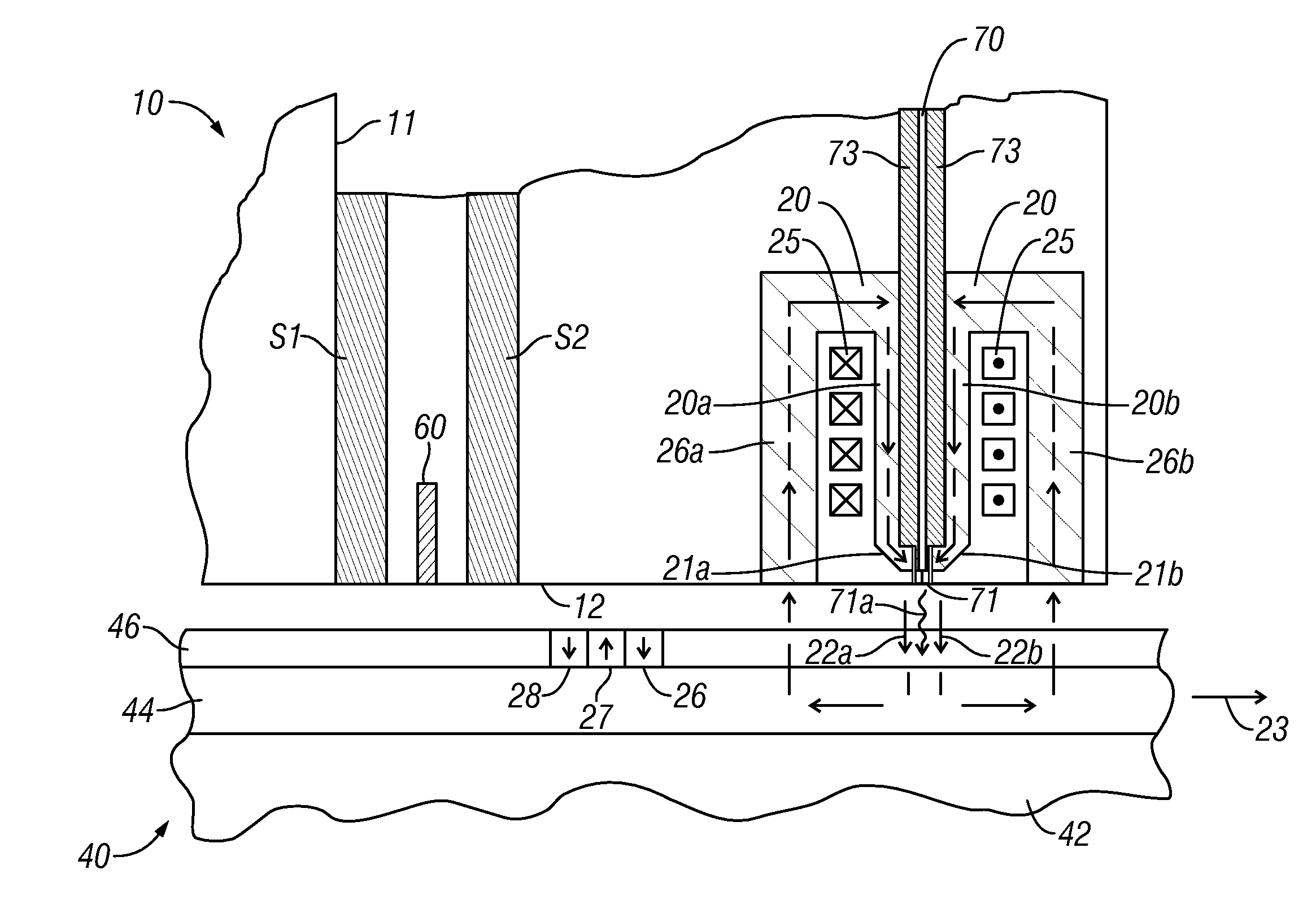 Thermally-assisted perpendicular magnetic recording system with write pole surrounding an optical channel and having recessed pole tip