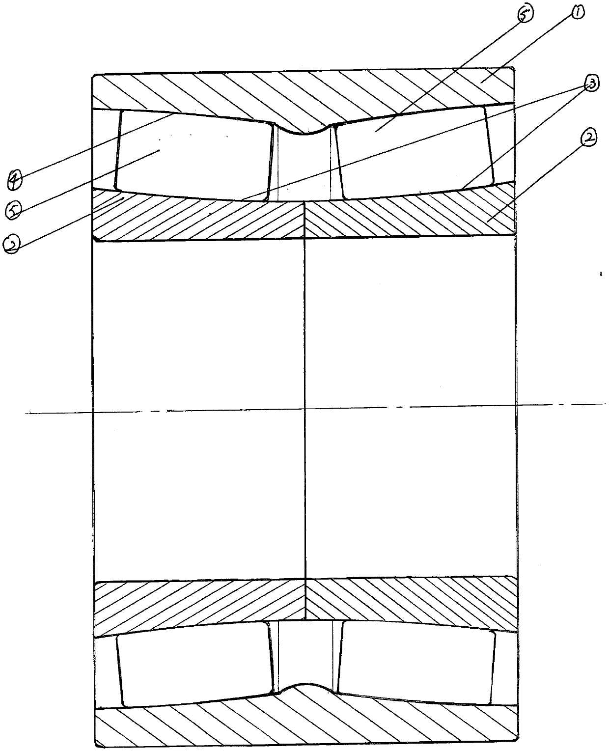 High-speed rail bearing provided with reverse spherical roller track