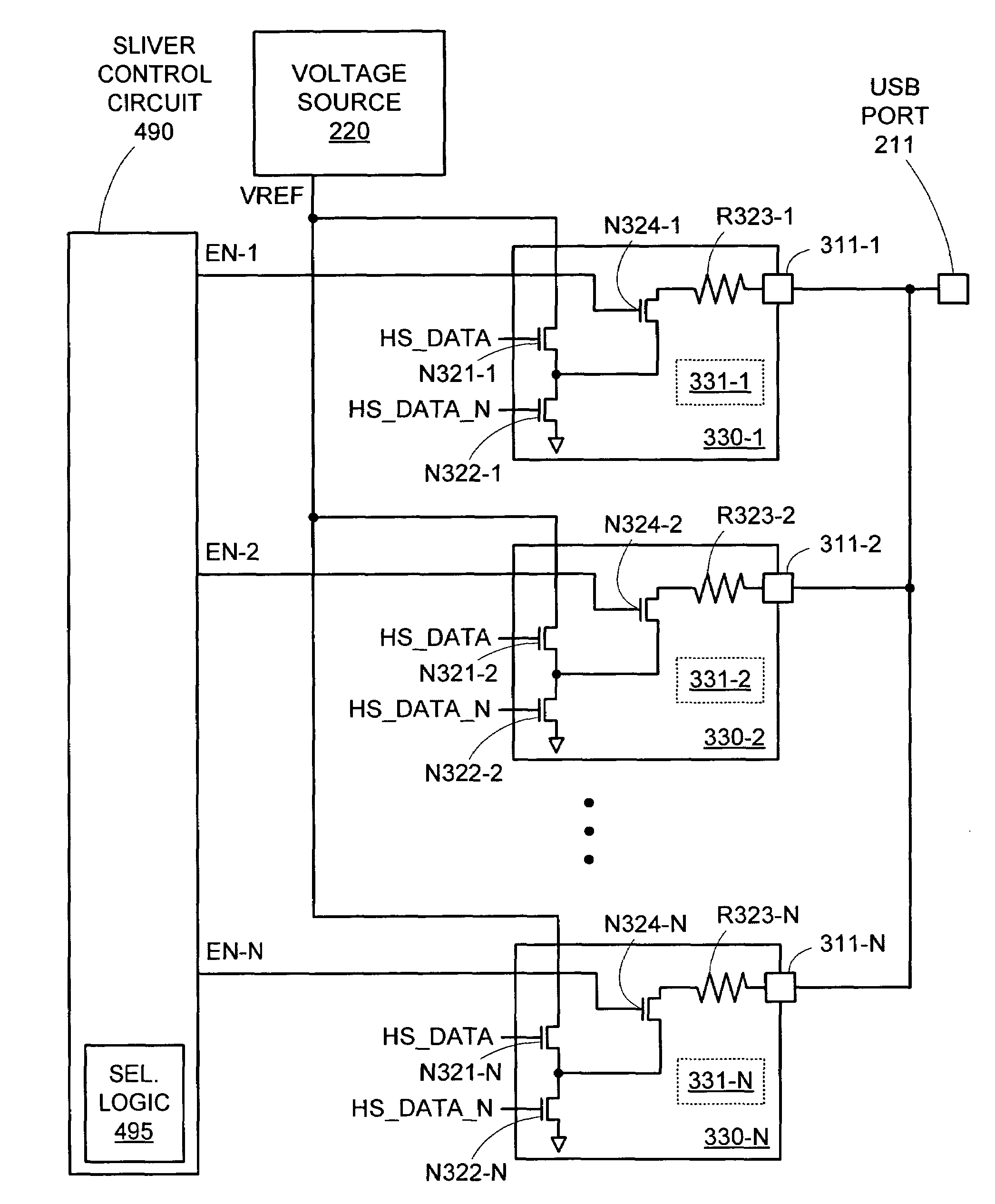 USB 2.0 HS voltage-mode transmitter with tuned termination resistance