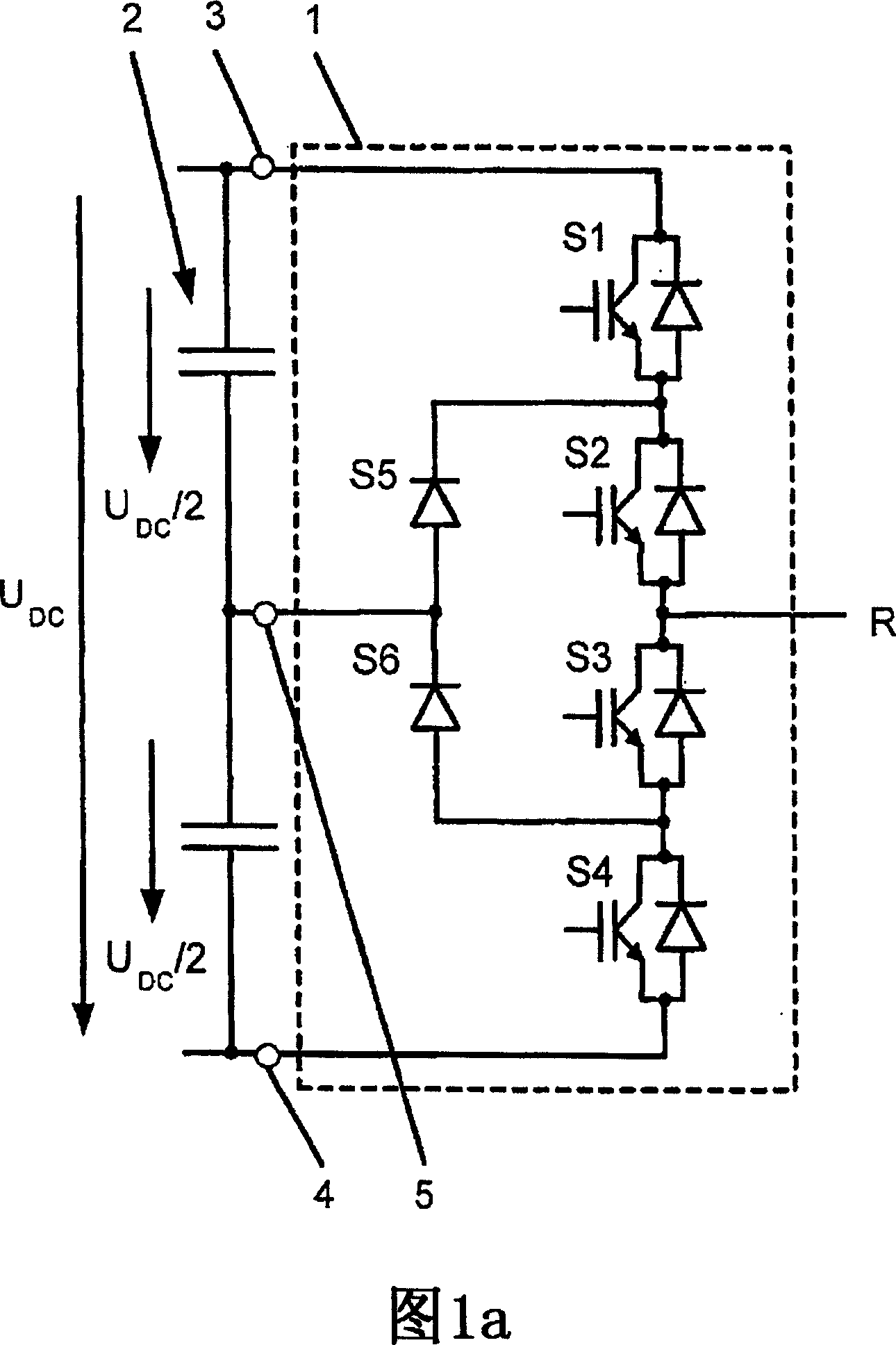 Method for error handling in a converter circuit for wiring of three voltage levels