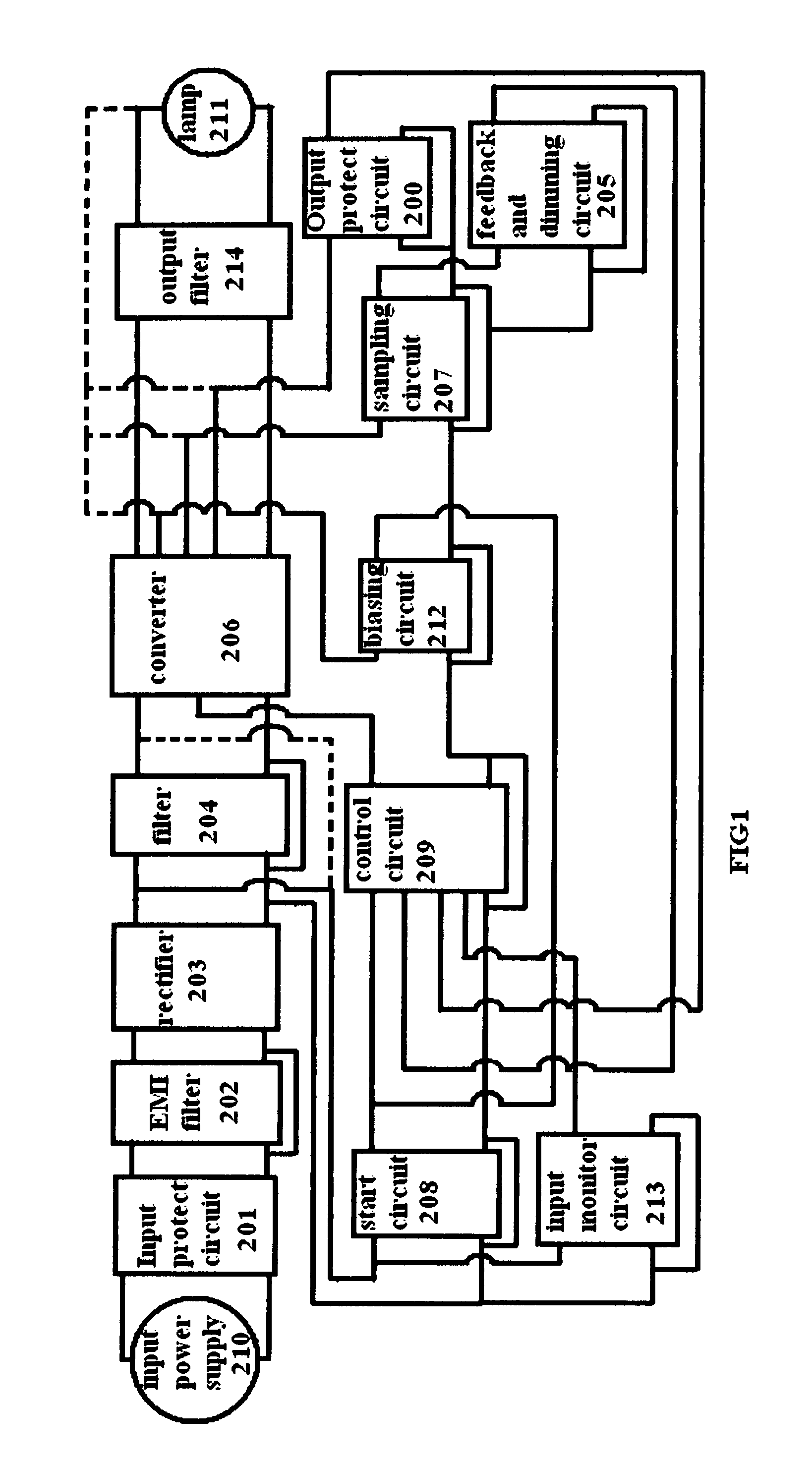 AC-to-DC voltage converter as power supply for lamp