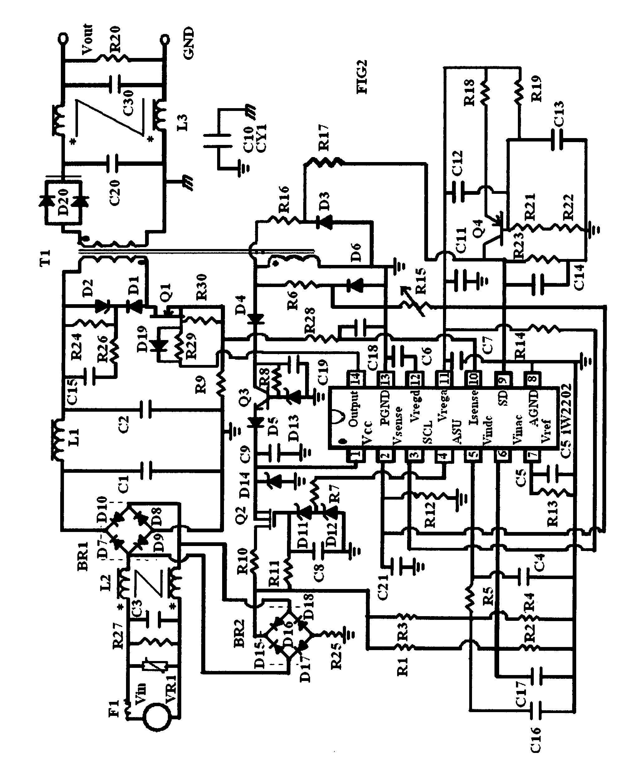 AC-to-DC voltage converter as power supply for lamp