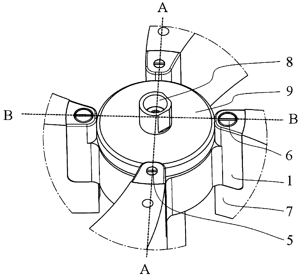 Inner injection type superconducting cyclotron central area split and layered type magnet plug block structure