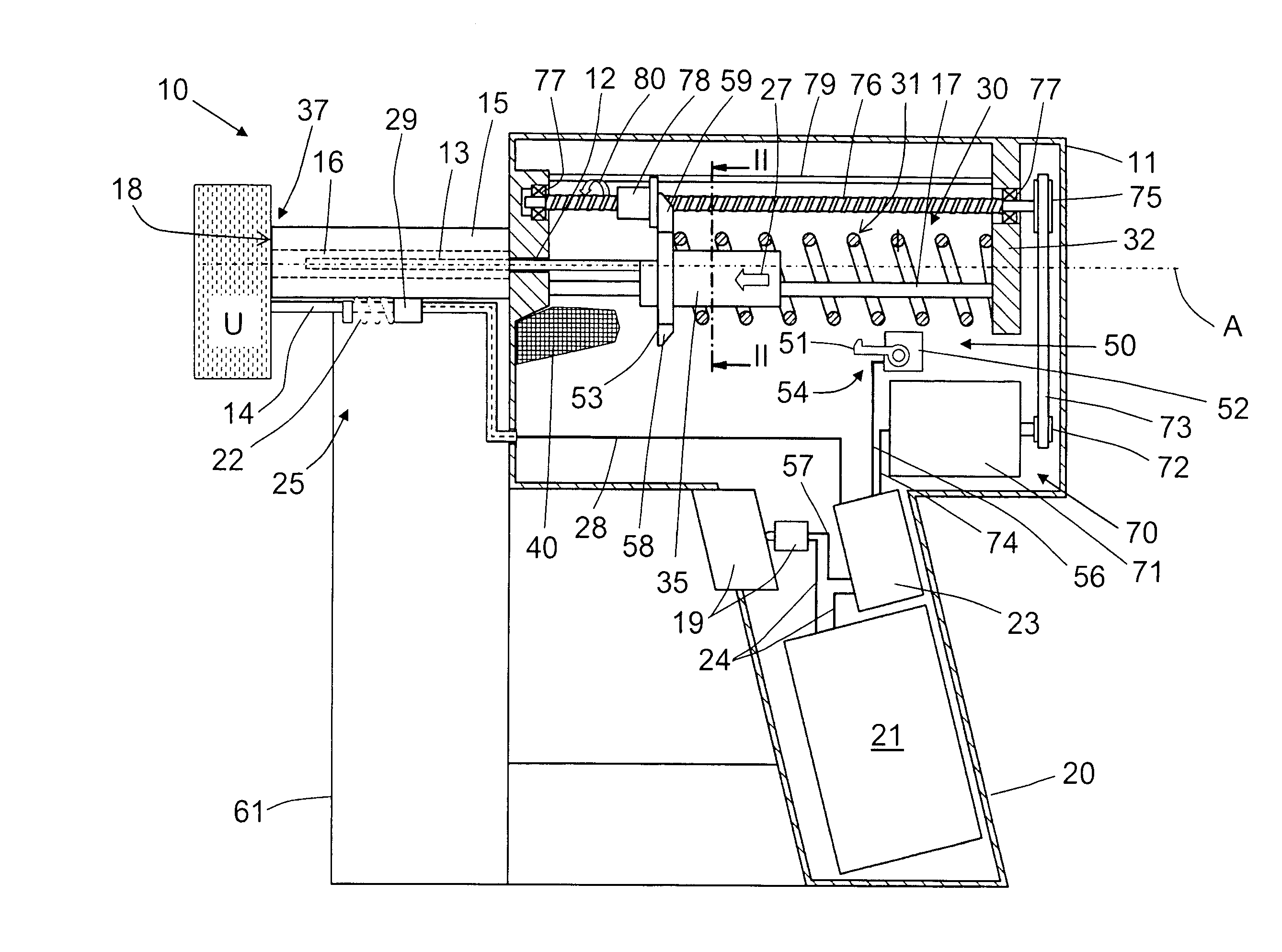 Hand-held drive-in tool