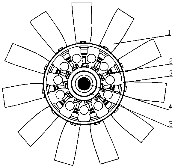 Device for adjusting moving blades of axial flow fan