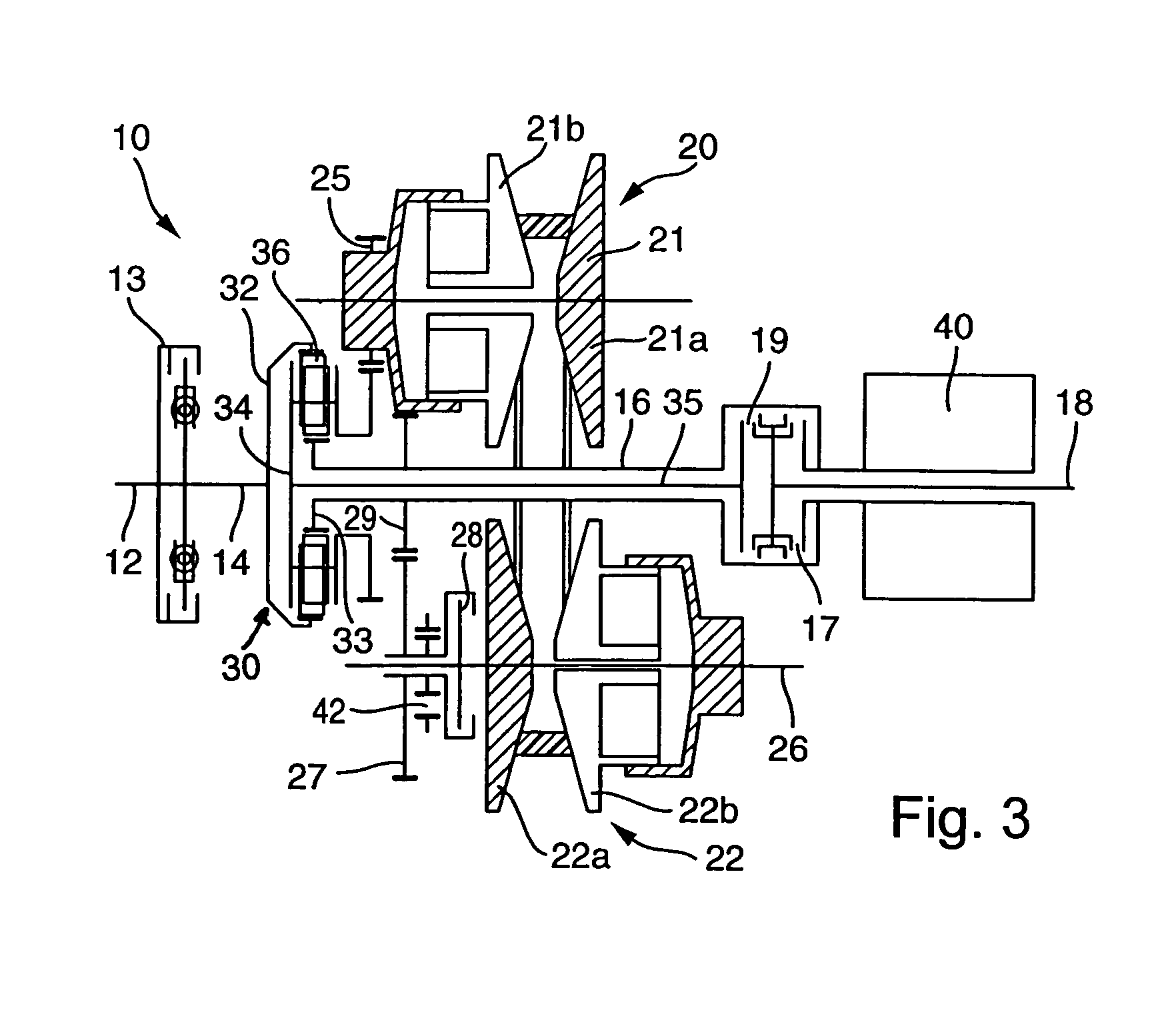 Power-branched transmission having a plurality of transmission ration ranges with continuously variable transmission ratio