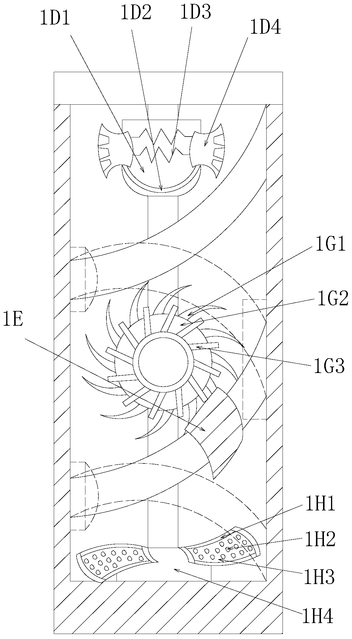 Sanitary-napkin-based spiral sliding filtrate-degradable green bleaching device