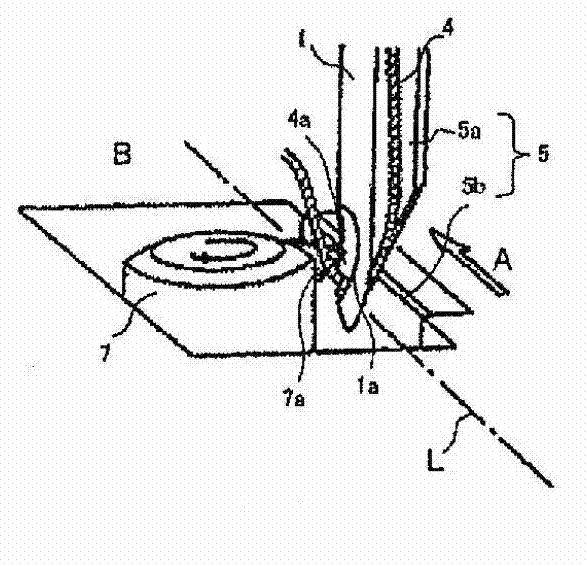 Device for cutting an article being stitched by a sewing machine