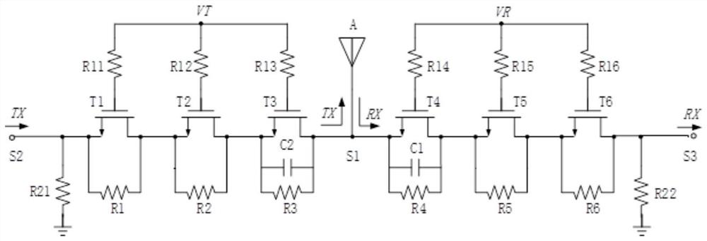 SOI CMOS radio frequency switch with high voltage resistance