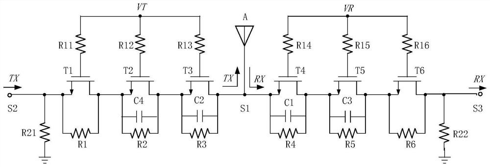 SOI CMOS radio frequency switch with high voltage resistance