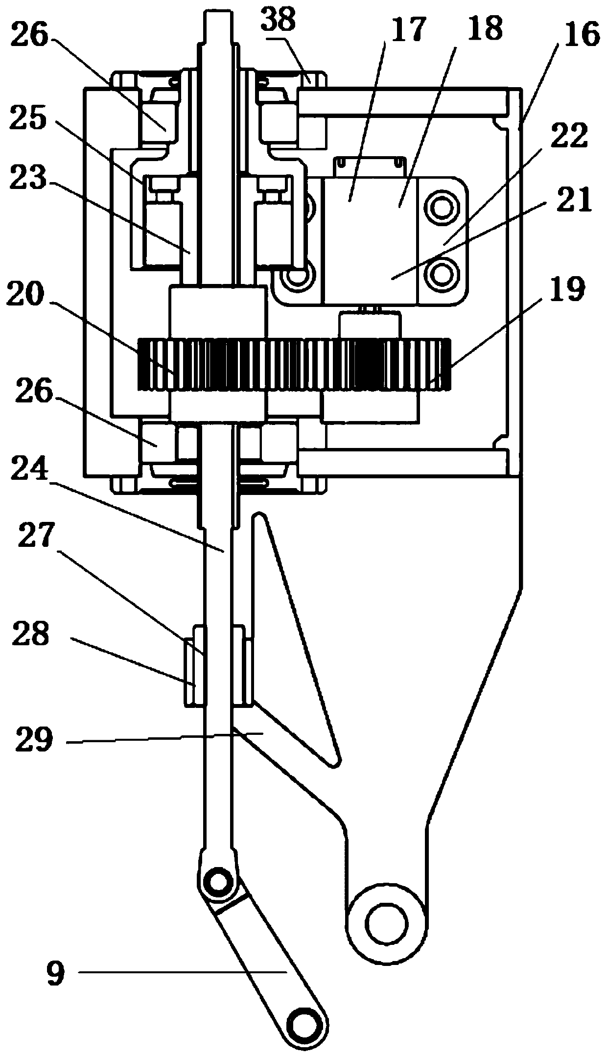 Single-driving-force multi-freedom-degree foot device realizing self-adaption to landform