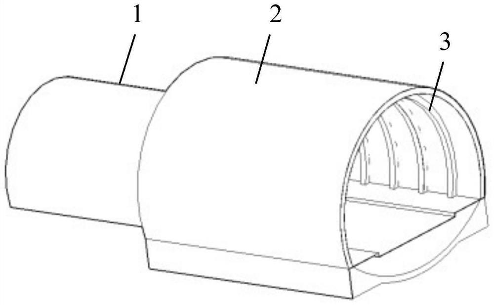 Expansion type tunnel device of high-speed railway tunnel portal and design method of expansion type tunnel device