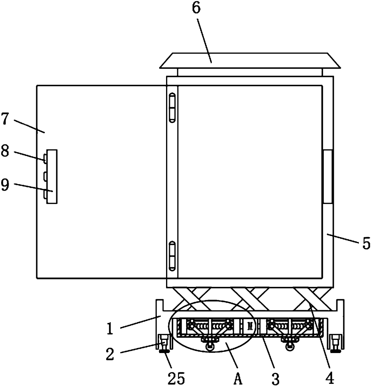 Dampproof electrical cabinet with base adjustment function