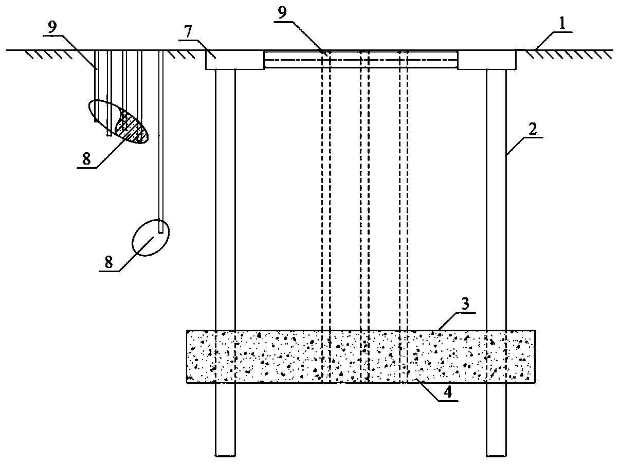 Construction method of deep foundation pit supporting anti-seepage system of coastal karst stratum