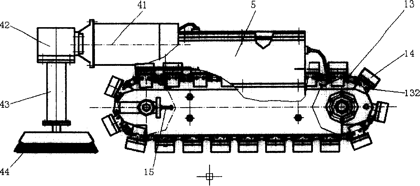 Permanent-magnet adsorption type double-track robot for ship hull surface cleaning and brushing