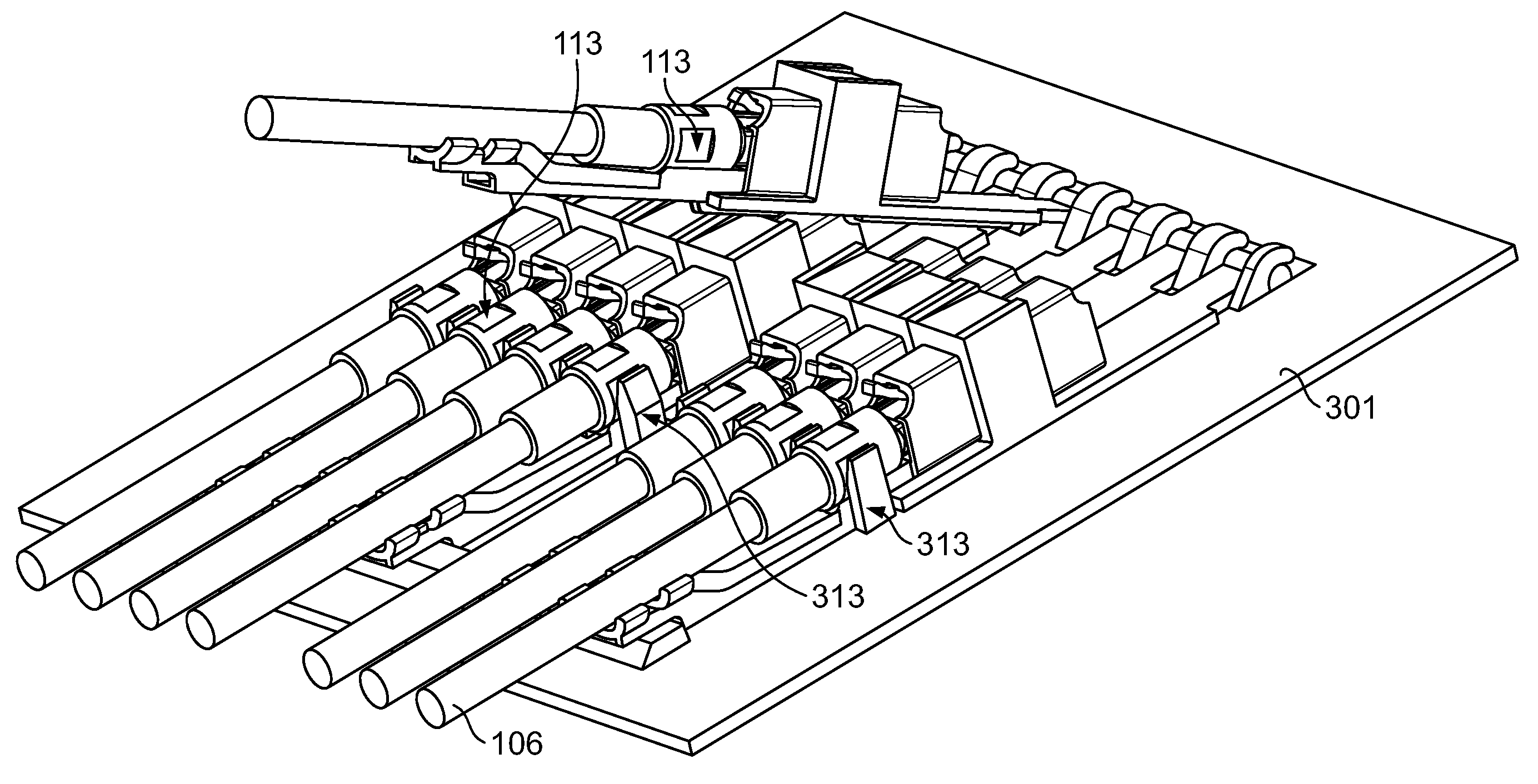 Optical fibre connection device