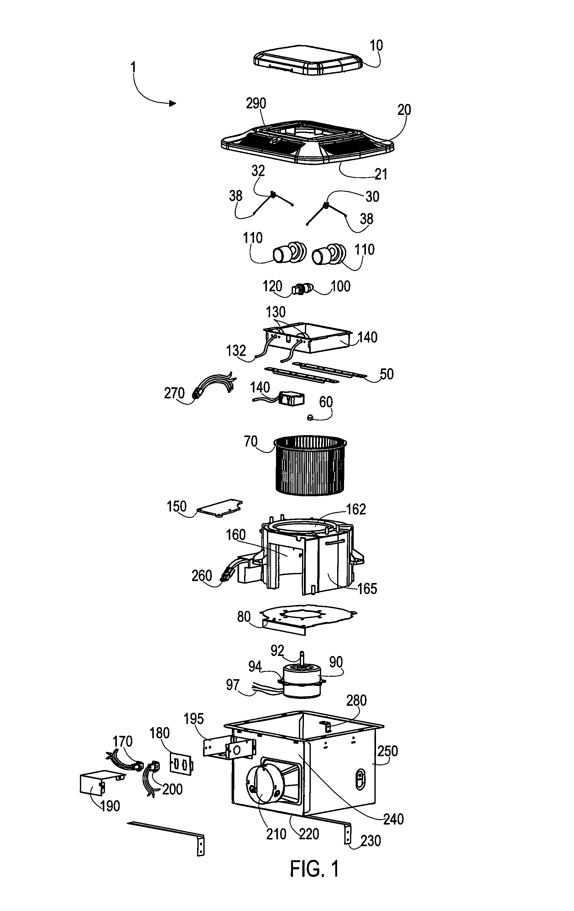 110 CFM bath fan with and without light