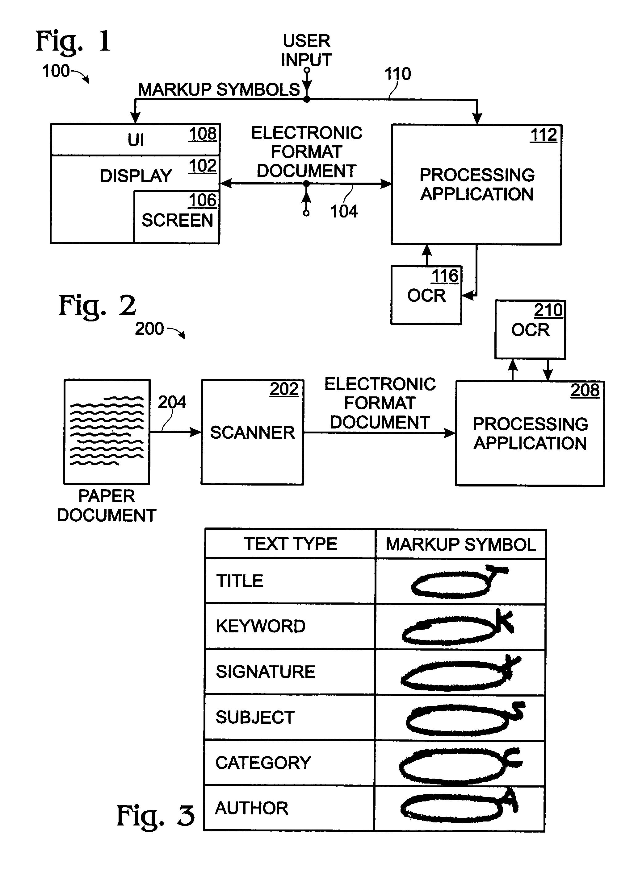 System and method for locating document areas using markup symbols