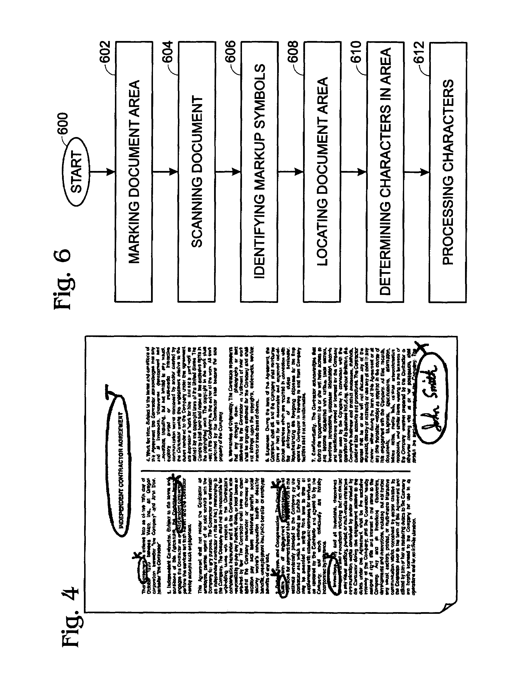 System and method for locating document areas using markup symbols