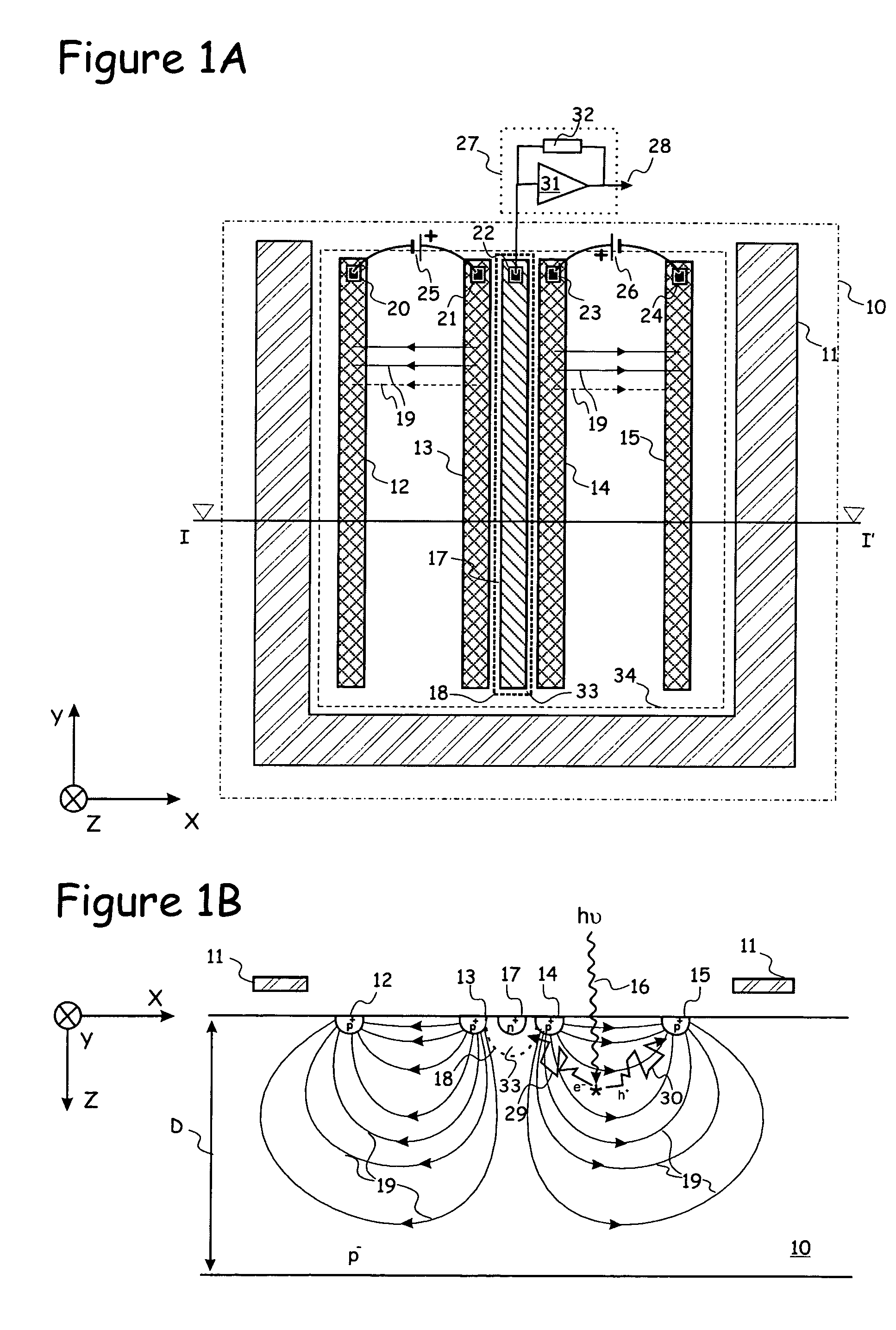 Detector for electromagnetic radiation assisted by majority current