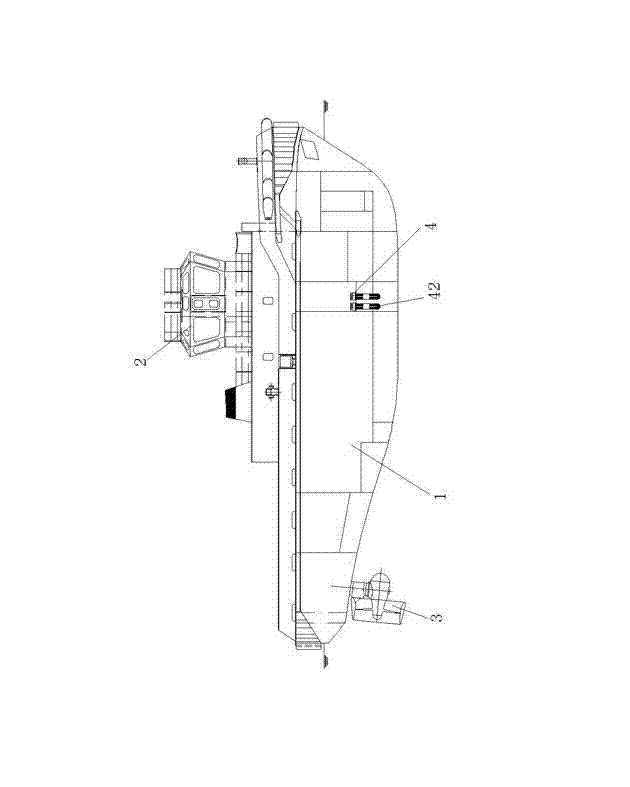 Full circle swinging tugboat with outboard cooling