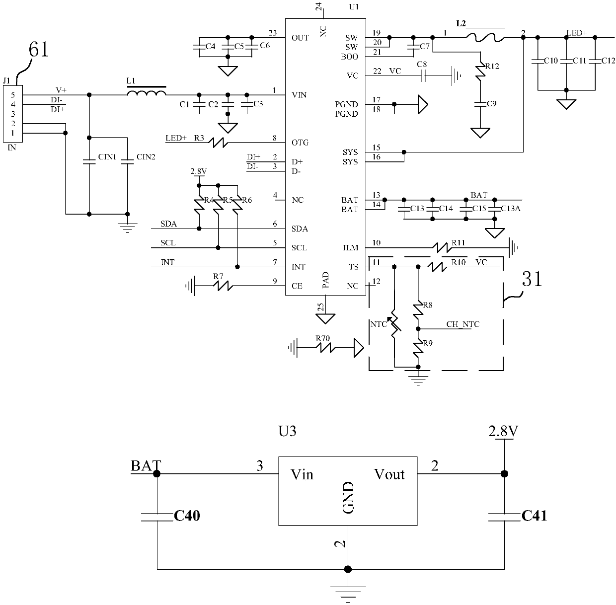 Charging method, circuit and system of mobile power source