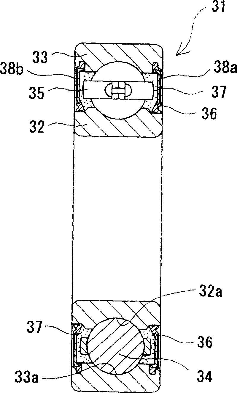 Grease, rolling bearing, constant velocity joint and rolling parts