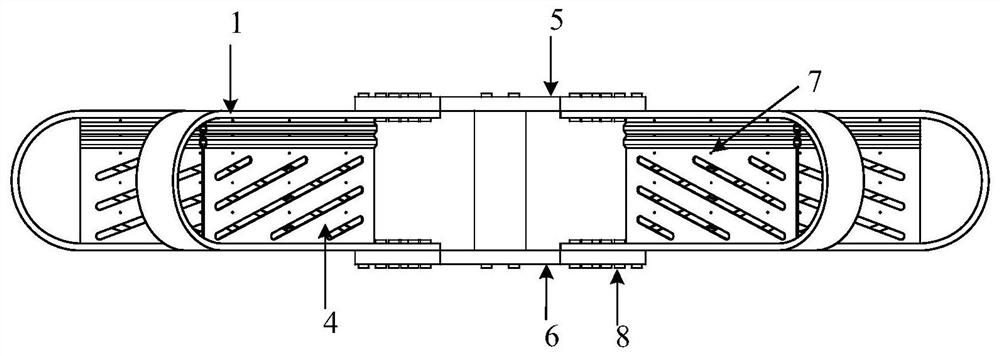 A detachable U-shaped corrugated belt double-layer steel plate damper with oblique seams