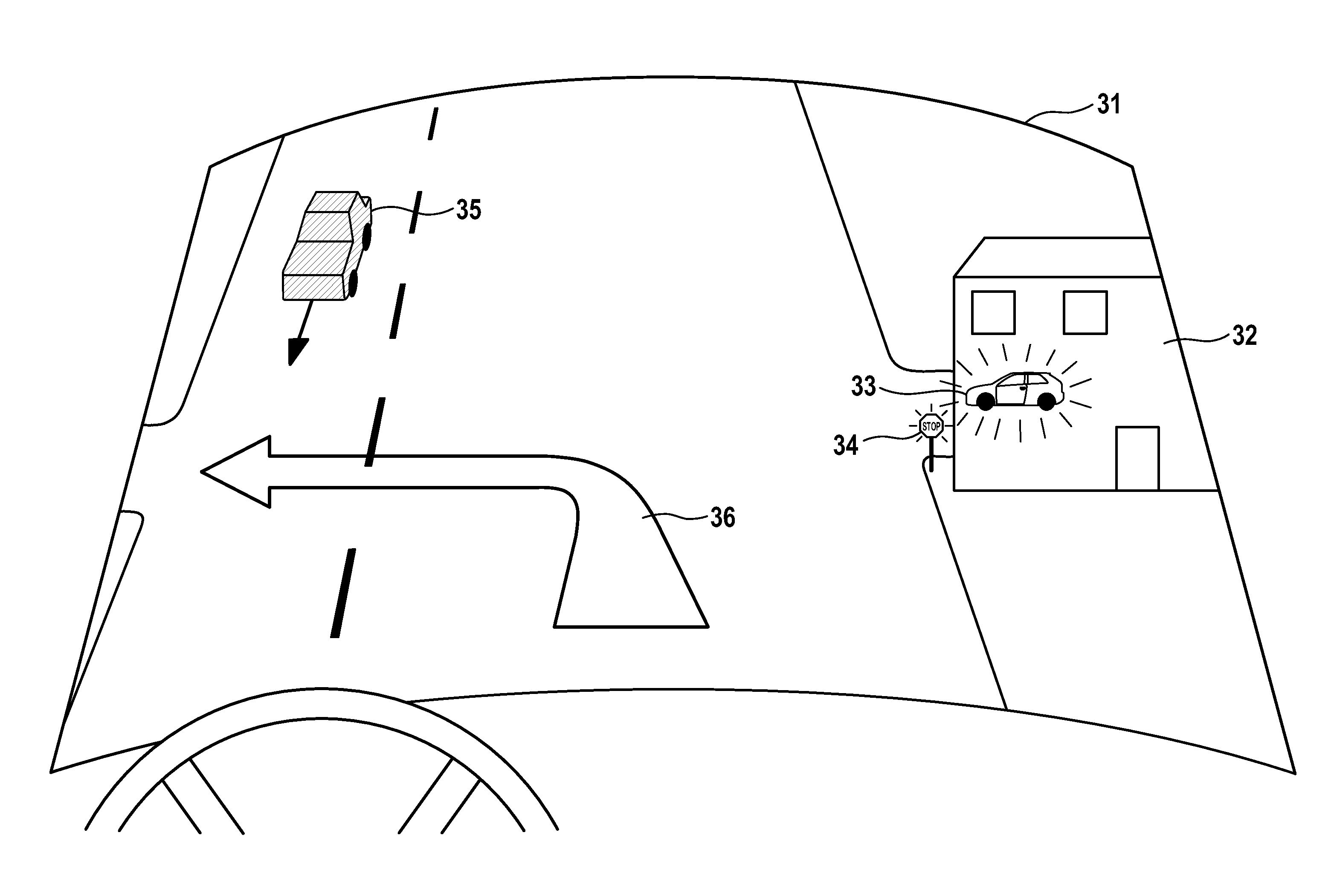 Visual driver information and warning system for a driver of a motor vehicle