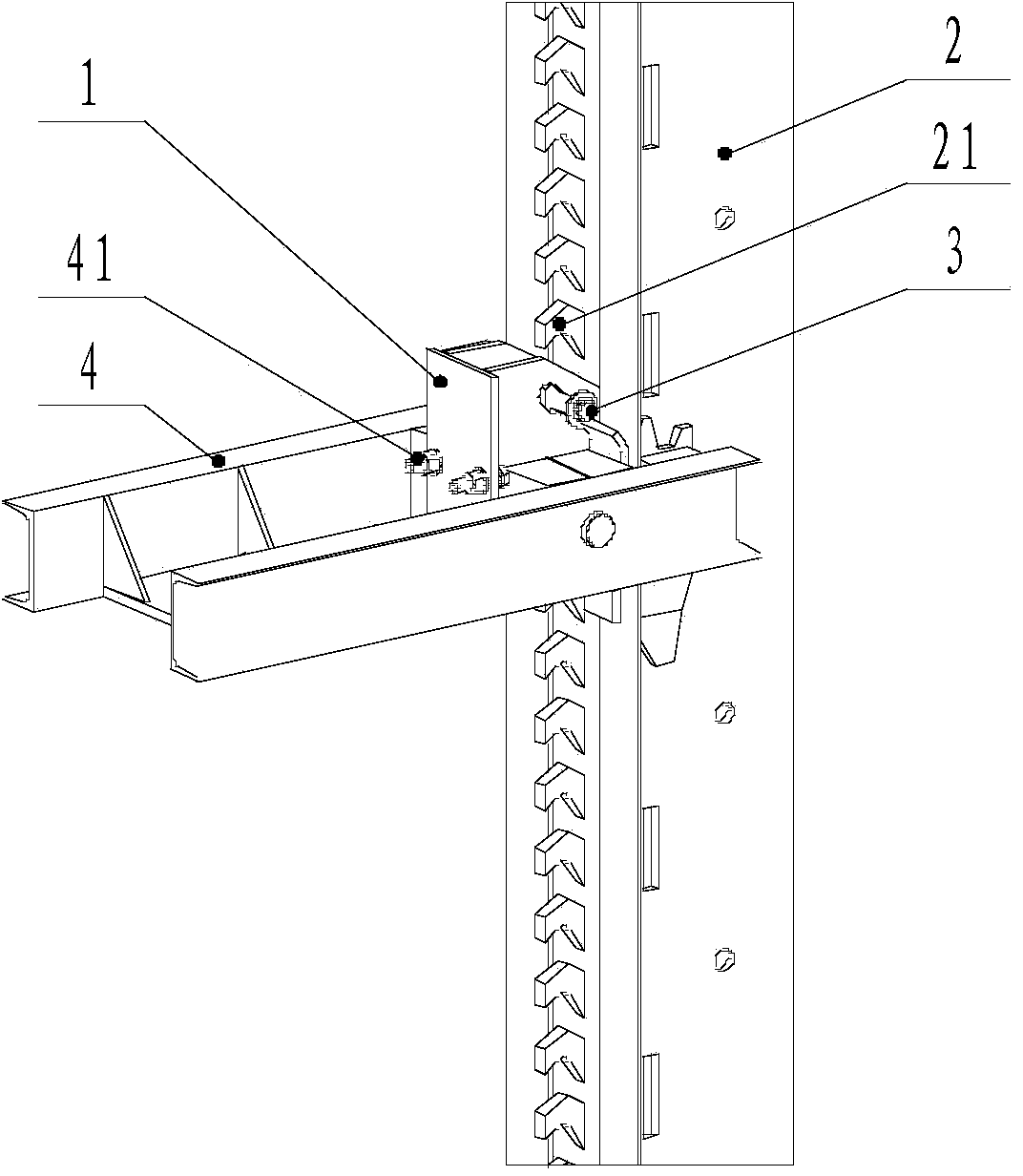 Falling prevention device for guide-rail-type hydraulic attached lifting scaffold