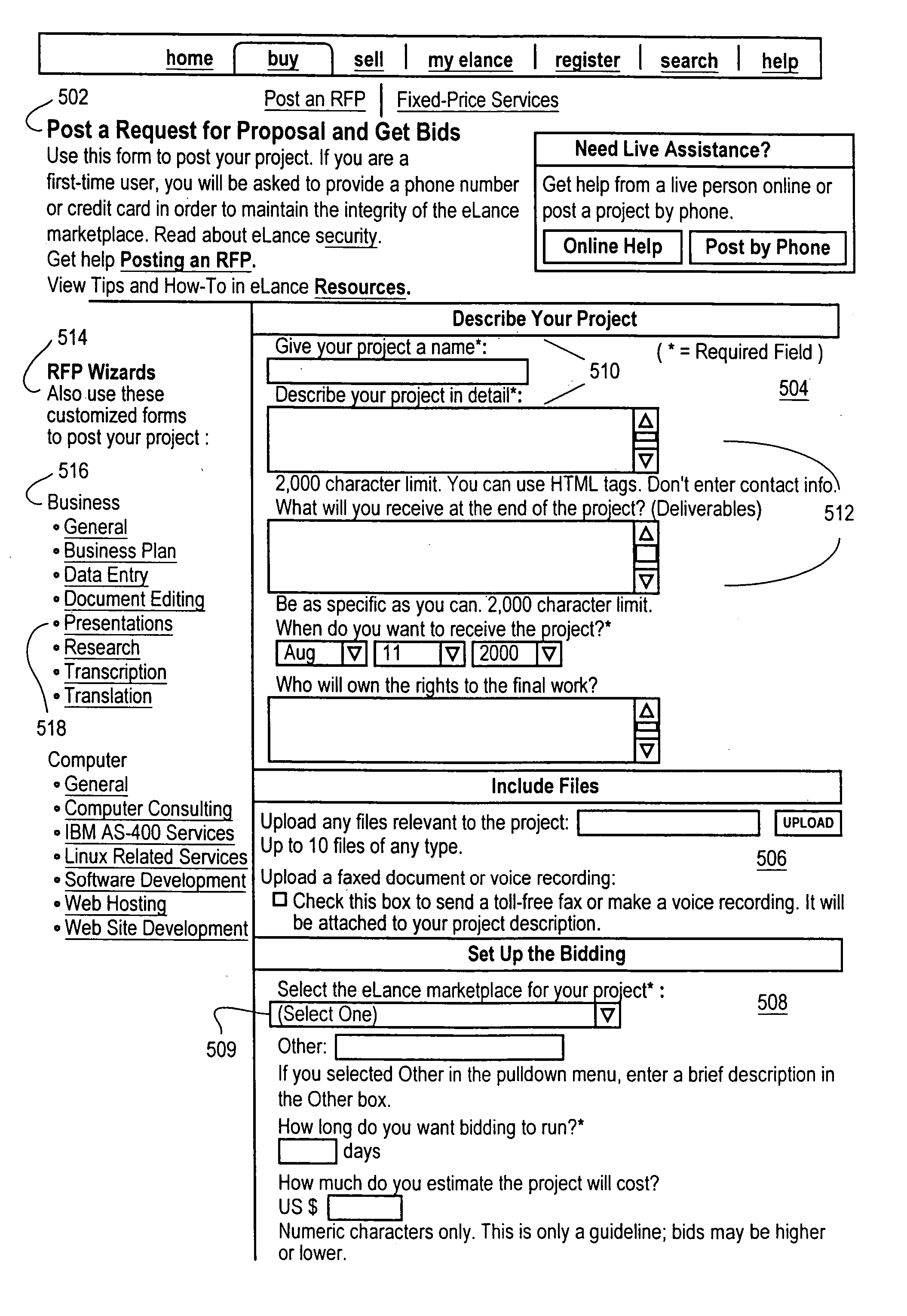 Method and apparatus for an electronic marketplace for services having a collaborative workspace