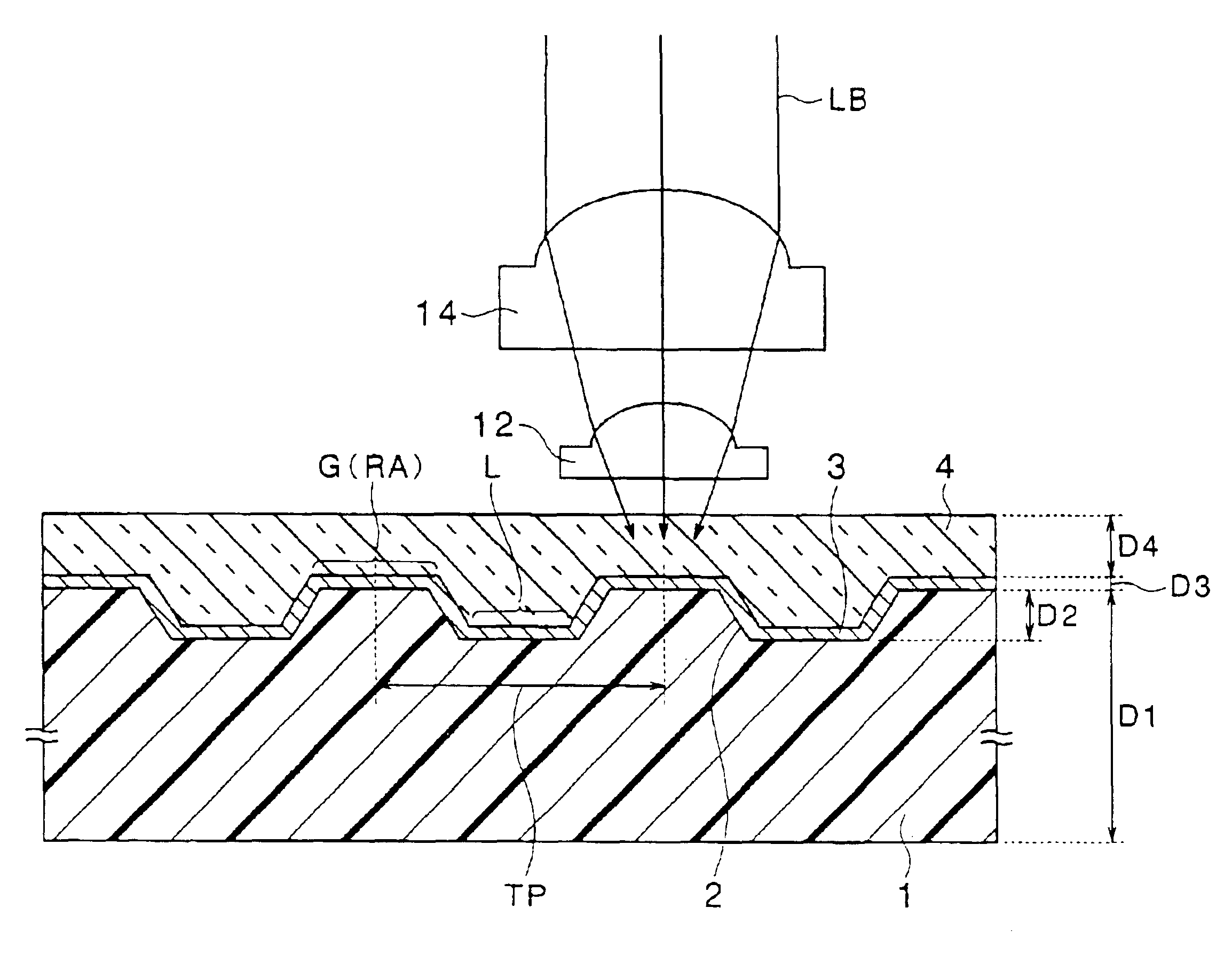 Optical recording medium with high density track pitch and optical disk device for recording and playback of the same