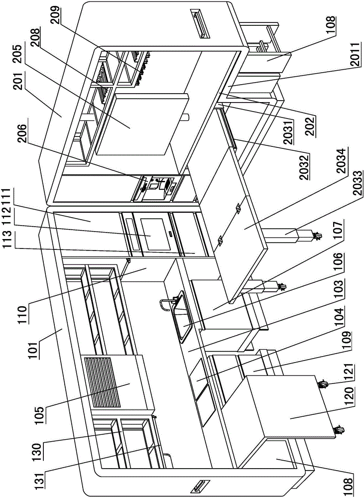 Movable kitchen and combined cabinet