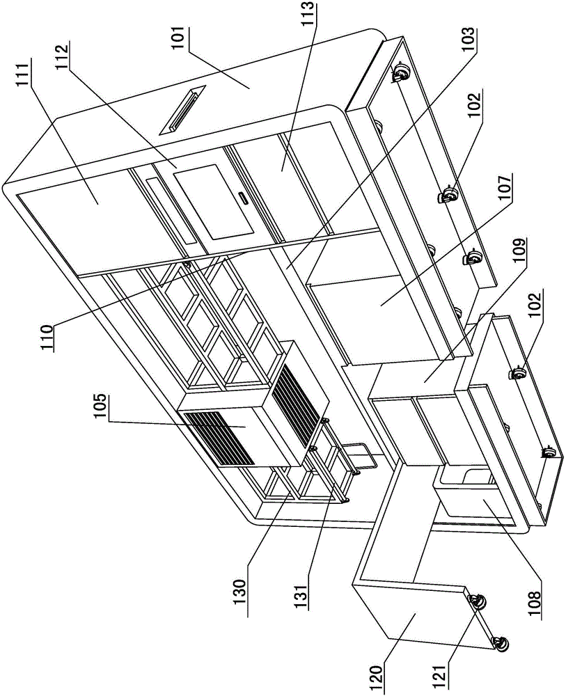 Movable kitchen and combined cabinet