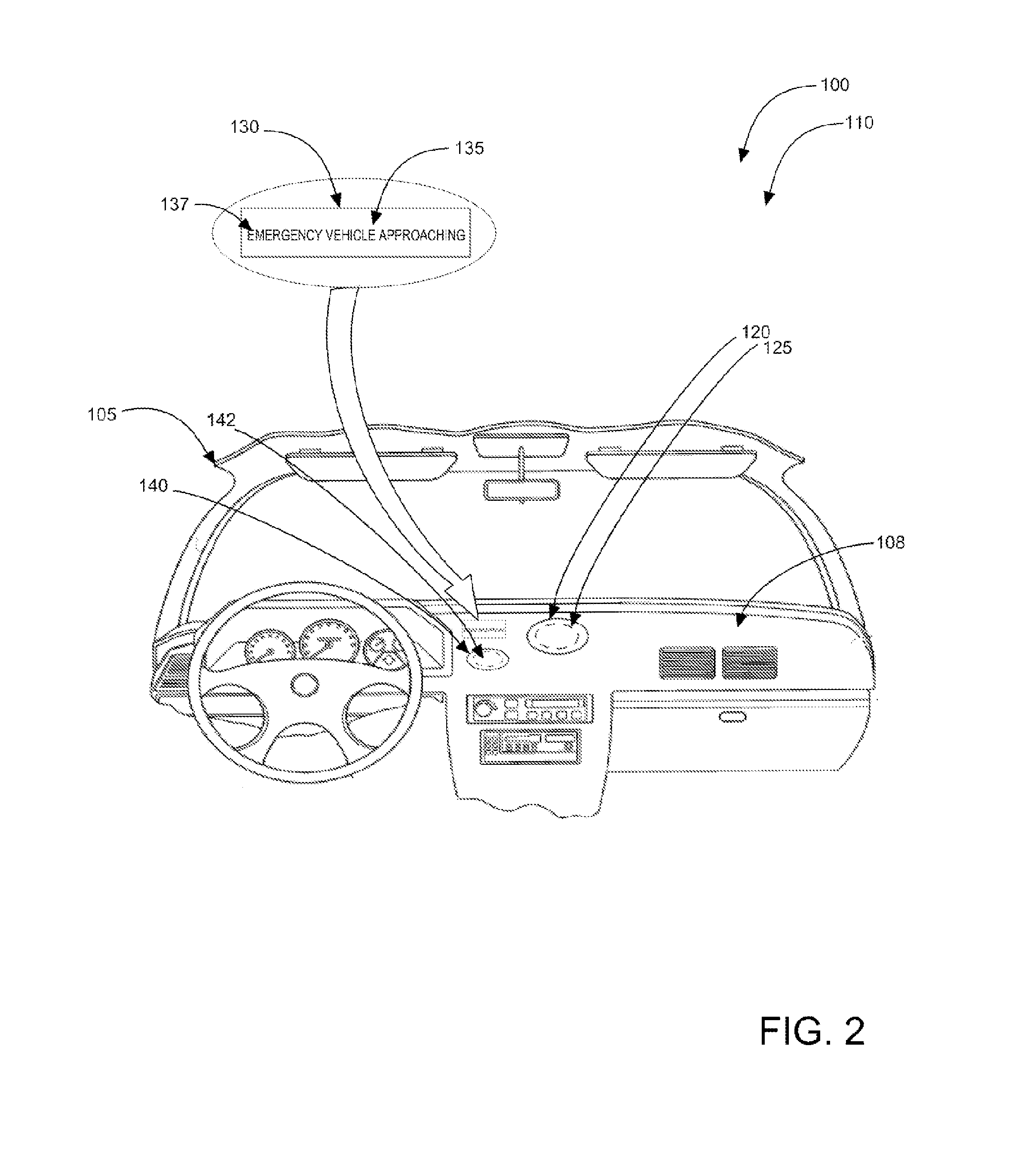 Automobile emergency vehicle warning display system