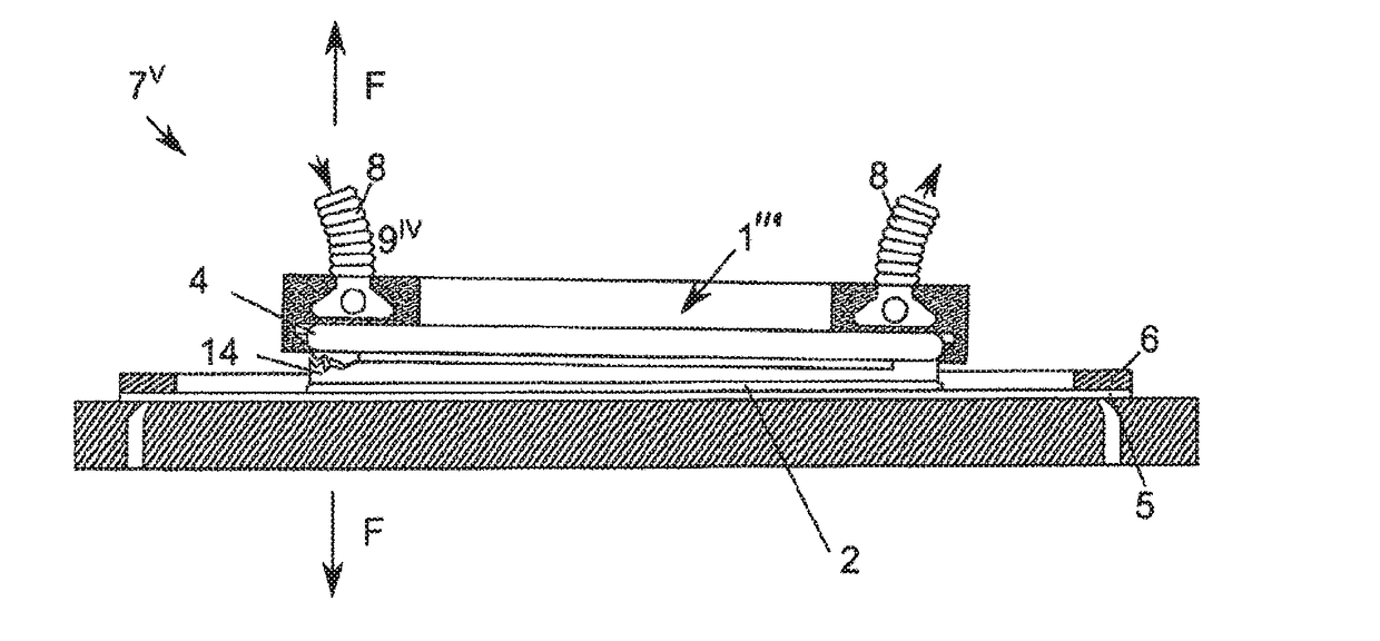 Sample holder, device and method for detaching of a first substrate