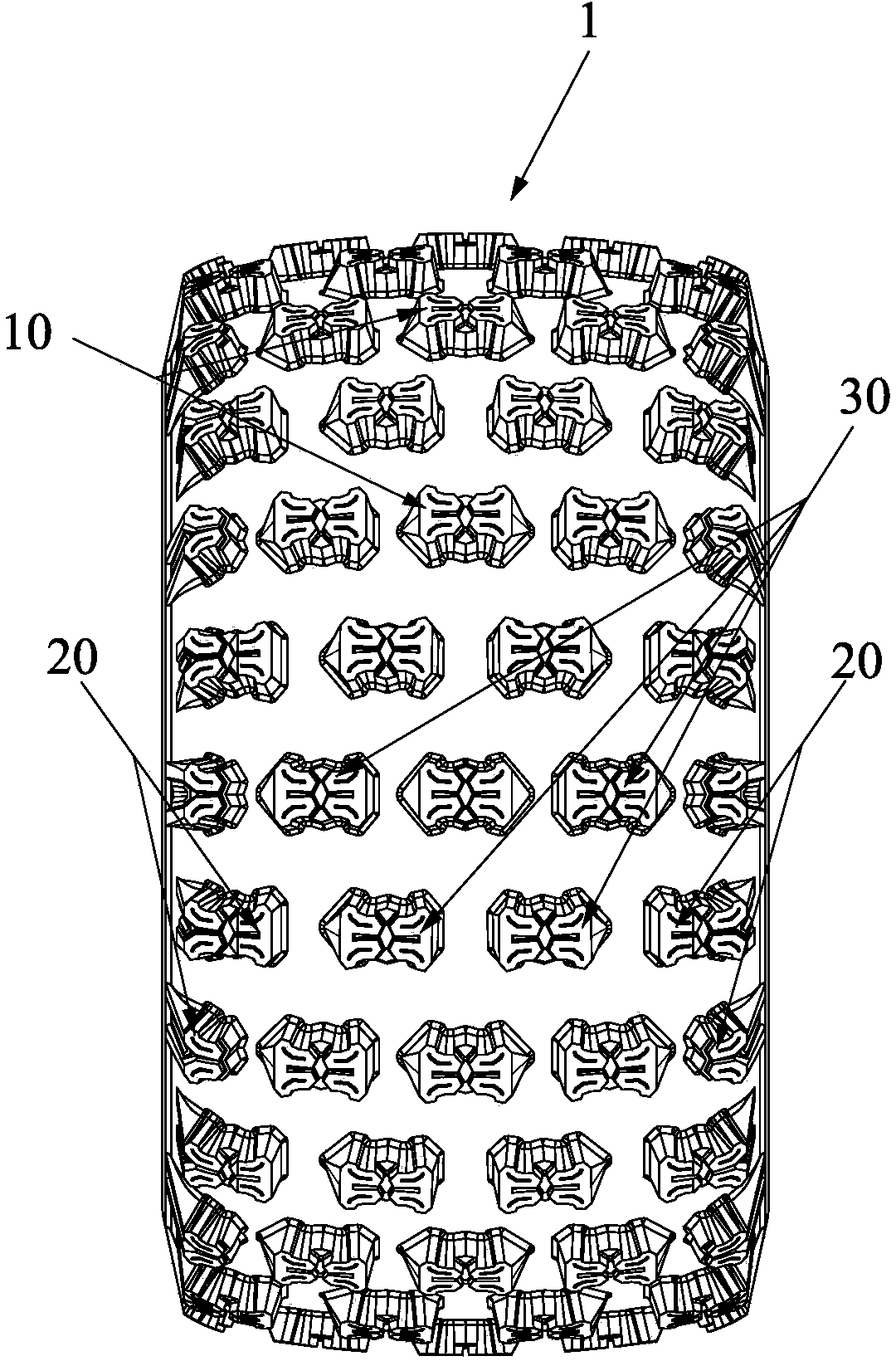 Tire tread pattern structure for all-terrain vehicle