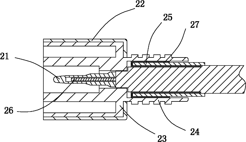 Crimp-type coaxial connector and connection method thereof