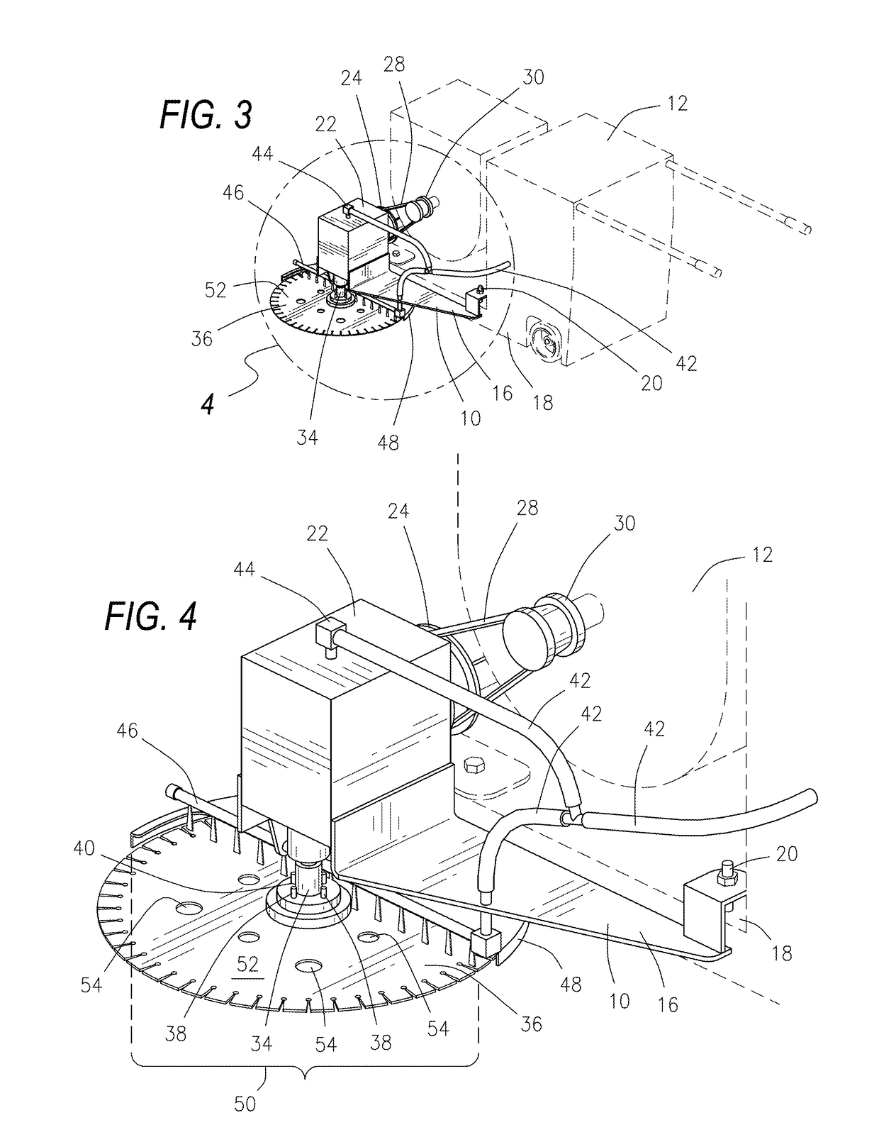 Horizontal concrete saw attachment