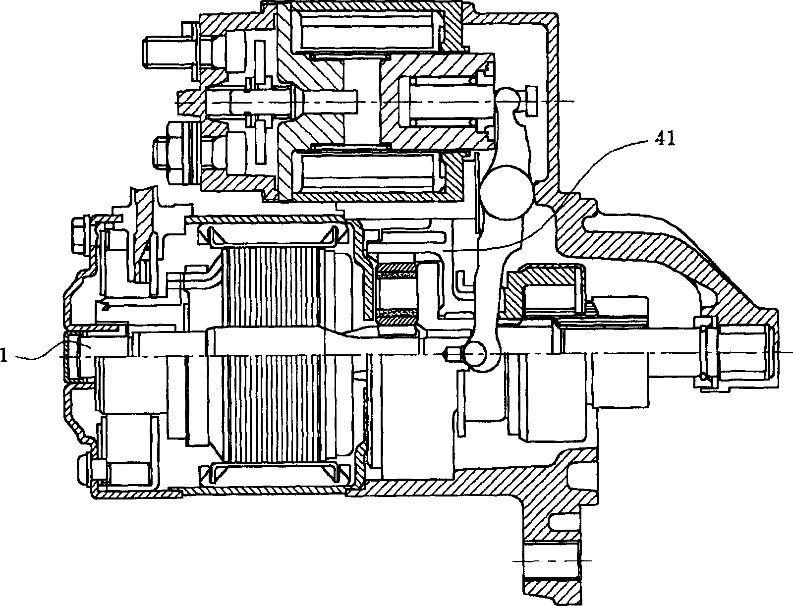 Yoke iron device for starting electric machine