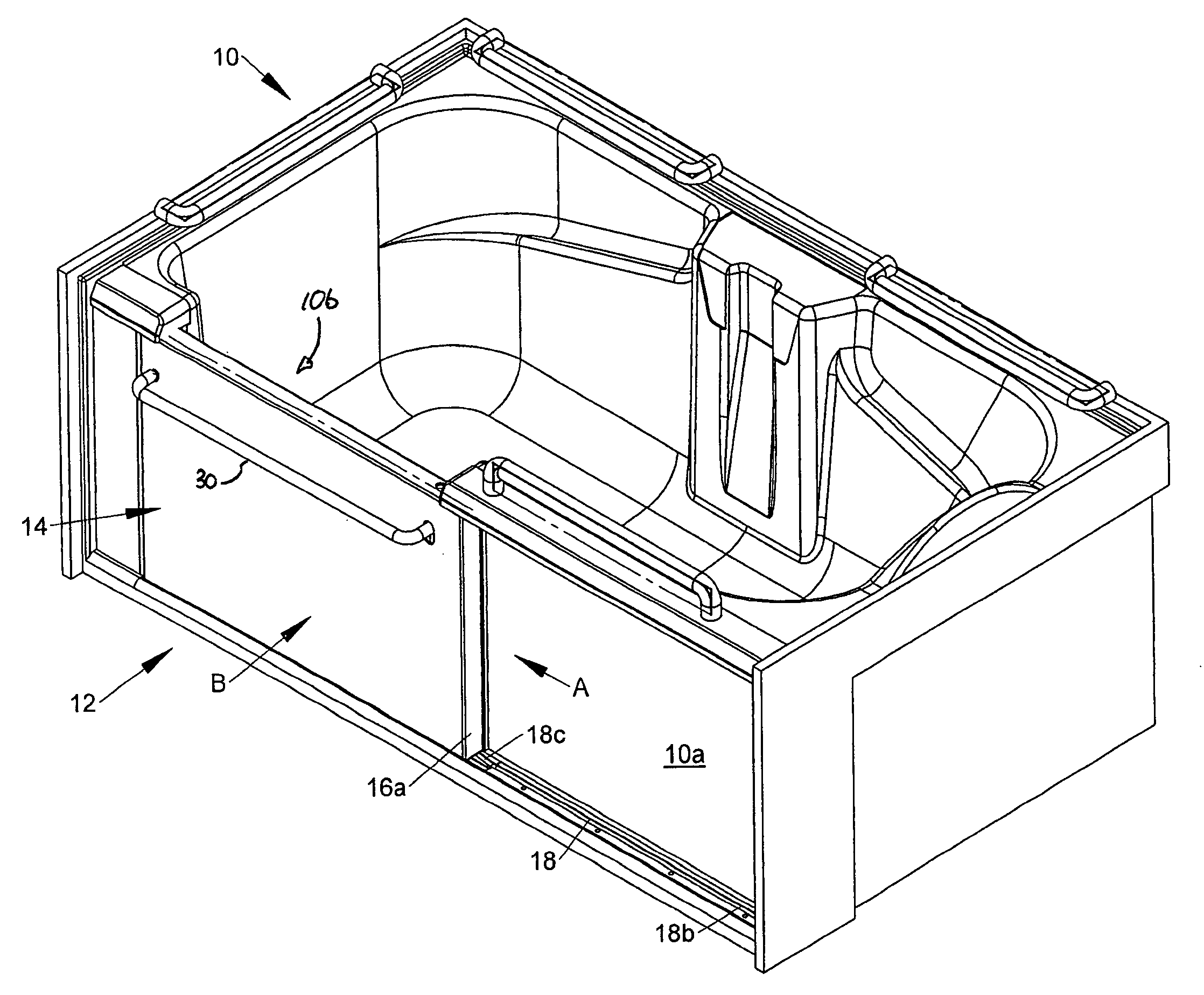 Bathtub having sliding access door for the disabled and elderly