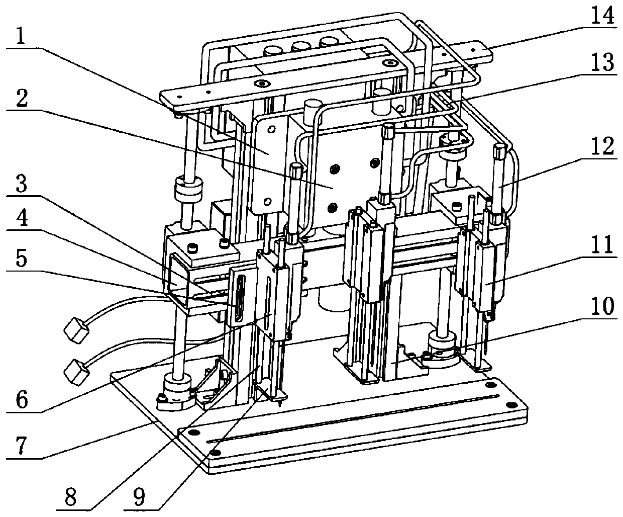 Multi-station adjustable pneumatic plastic pin machine