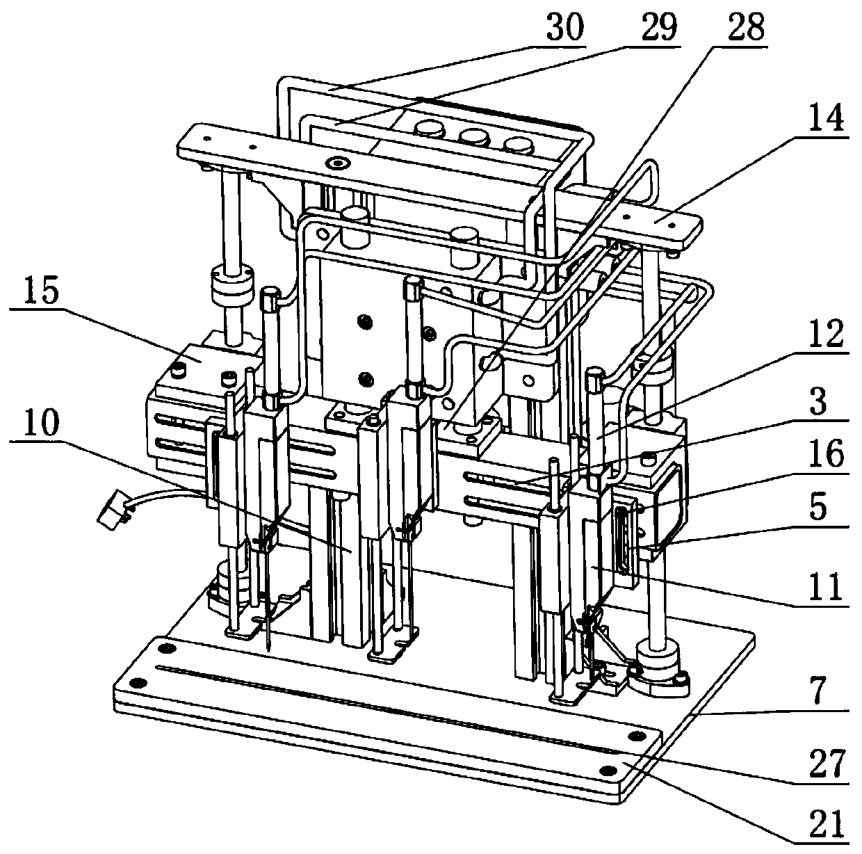 Multi-station adjustable pneumatic plastic pin machine